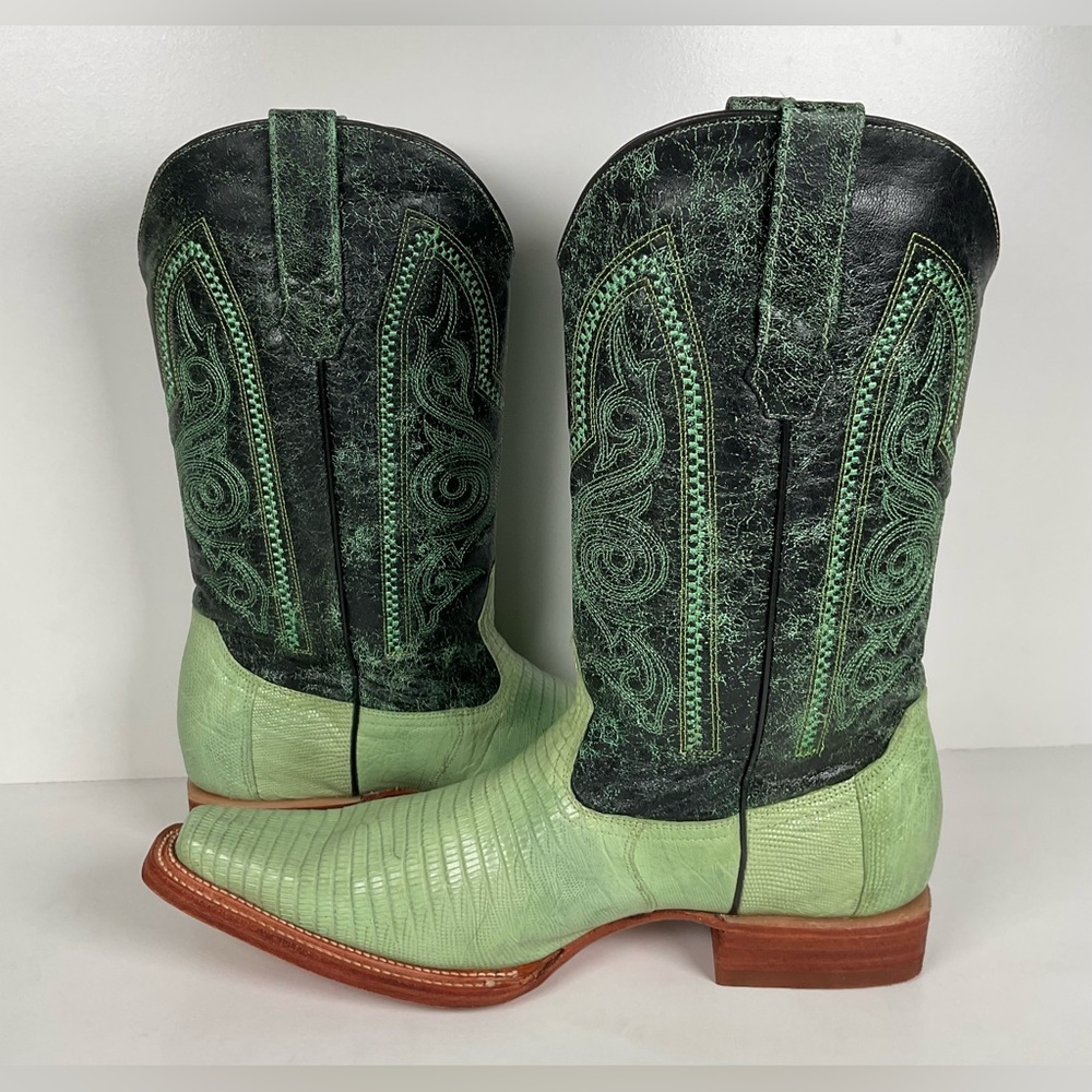 Los Altos Teju Lizard Cowboy Boots | Lime Green | Men’s 10.5 EE - Picture 13 of 16